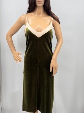 Zara Vintage 90s Quiet Luxury Minimalist Mesh Velvet Chemise Skip Dress